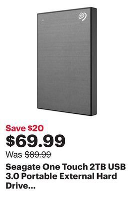 Best Buy Seagate one touch 2tb usb 3.0 portable external hard drive (stkb2000404) - grey - only at best buy offer