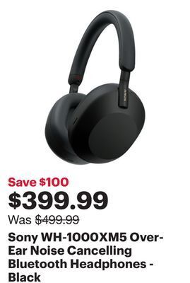 Best Buy Sony wh-1000xm5 over-ear noise cancelling bluetooth headphones - black offer