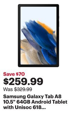 Best Buy Samsung galaxy tab a8 10.5" 64gb android tablet with unisoc 618 8-core processor - grey offer