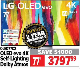 2001 Audio Video LG OLEd evo 4K Self-Lighting Dolby Atmos 77" offer