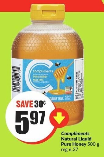 FreshCo Compliments Natural Liquid Pure Honey 500g offer