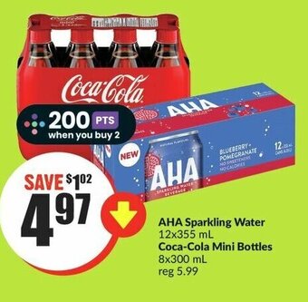 FreshCo AHA Sparkling Water 12x355 ml Coca-Cola Mini Bottles 8x300 ml offer