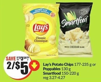 FreshCo Lay's Potato Chips 177-235g or Poppables 130g Smartfood 150-220g offer