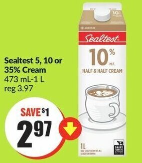 FreshCo Sealtest 5, 10 or 35% Cream 473 ml-1L offer