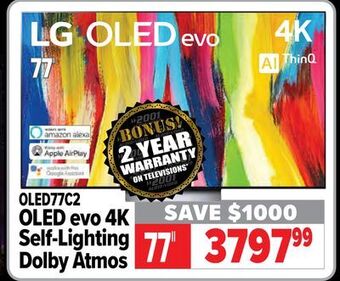 2001 Audio Video Lg 77" oled evo 4k self-lighting dolby atmos offer