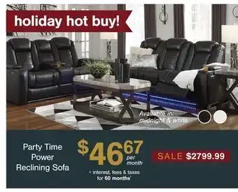Ashley Furniture Party time power reclining sofa offer