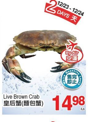 T&T Supermarket Live brown crab offer