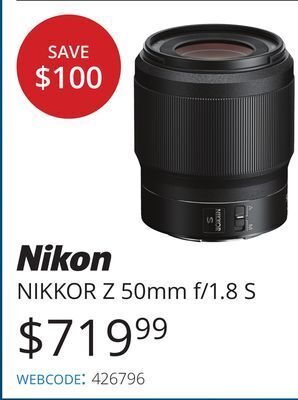 Vistek Nikon nikkor z 50mm f/1.8 s offer