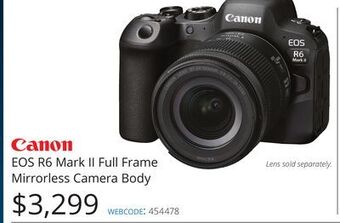 Vistek Canon eos r6 mark ii full frame mirrorless camera body offer
