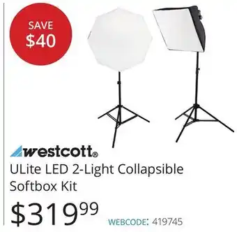 Vistek Ulite led 2-light collapsible softbox kit offer