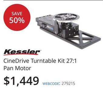 Vistek Kessler® cinedrive turntable kit 27:1 pan motor offer
