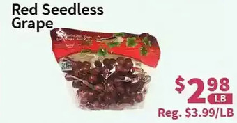 Blue Sky Supermarket Red seedless grape offer