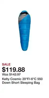 Sport Chek Kelty cosmic 20°f/-6°c 550 down short sleeping bag offer
