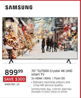 The Source Samsung 70" tu7000 crystal 4k uhd smart tv offer