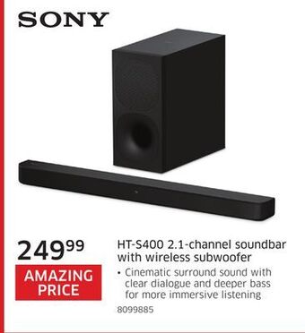 The Source Sony ht-s400 2.1-channel soundbar with wireless subwoofer offer