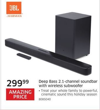 The Source Jbl deep bass 2.1-channel soundbar with wireless subwoofer offer