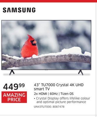 The Source Samsung 43" tu7000 crystal 4k uhd smart tv offer