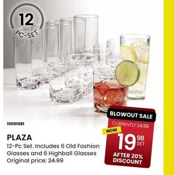 Stokes Plaza 12-pc set. includes 6 old fashion glasses and 6 highball glasses offer