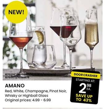 Stokes Amano red, white, champagne, pinot noir, whisky or highball glass offer