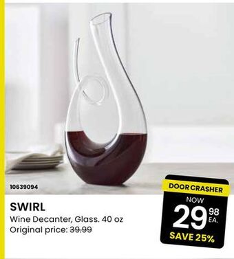 Stokes Swirl wine decanter, glass offer