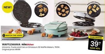 Stokes Wafflemania unicorns, trucks and cars or dinosaurs 3d waffle makers offer