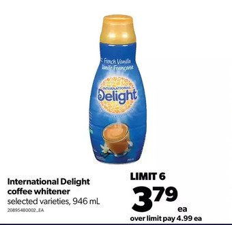 Real Canadian Superstore International delight coffee whitener offer