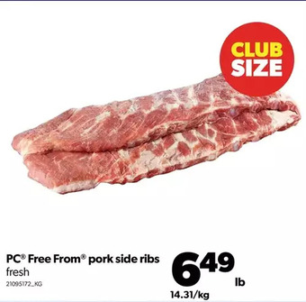 Real Canadian Superstore Pc free from pork side ribs offer
