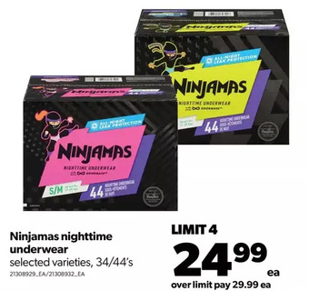 Real Canadian Superstore Ninjamas nighttime underwear offer