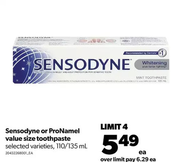 Real Canadian Superstore Sensodyne or pronamel value size toothpaste offer