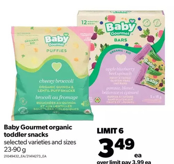Real Canadian Superstore Baby gourmet organic toddler snacks offer