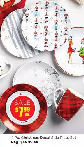 Kitchen Stuff Plus 4 pc. christmas decal side plate set offer