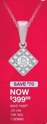 Charm Diamond 10k white gold 0.25ctw diamond square shape bouquet pendant offer