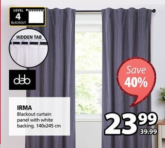 JYSK Irma blackout curtain panel with white backing offer