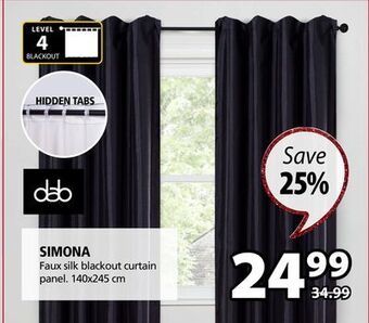 JYSK Simona faux silk blackout curtain panel offer