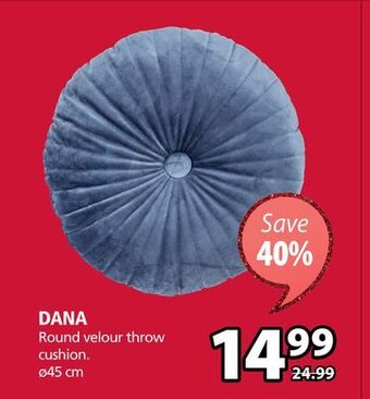 JYSK Dana round velour throw cushion offer