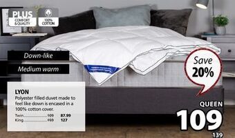 JYSK Lyon polyester filled duvet offer