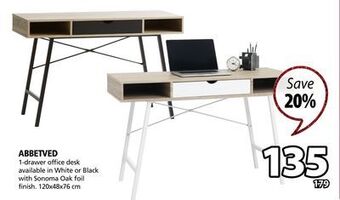 JYSK Abbetved 1-drawer office desk offer