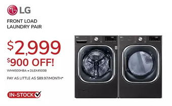 Goemans Appliances Lg front load laundry pair offer