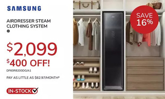Goemans Appliances Samsung airdresser steam clothing system offer