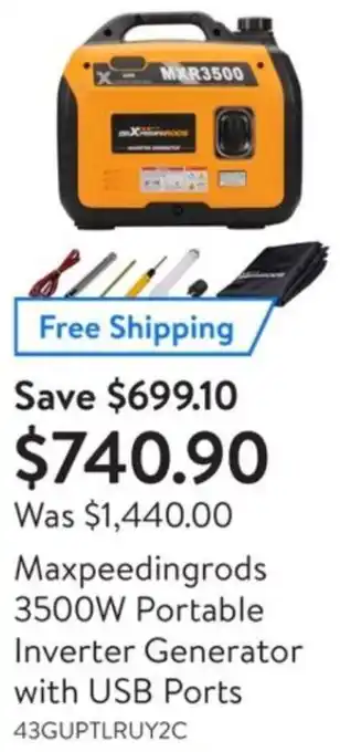 Walmart Maxpeedingrods 3500W Portable Inverter Generator with USB Ports offer
