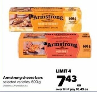 Real Canadian Superstore Armstrong cheese bars 600g offer