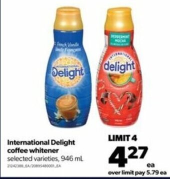 Real Canadian Superstore International Delight coffee whitener 946ml offer