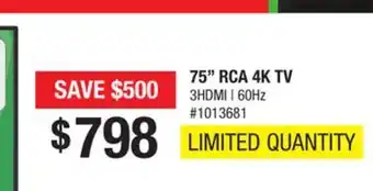 Bad Boy Superstore 75" rca 4k tv offer