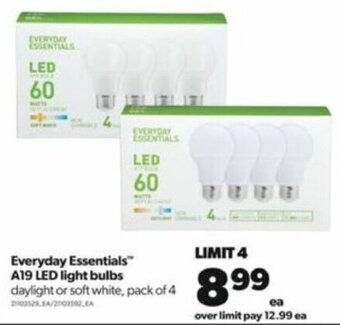Real Canadian Superstore Everyday Essentials A19 LED light bulbs pack of 4 offer