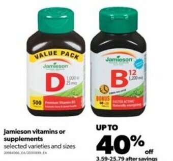 Real Canadian Superstore Jamieson vitamins or supplements offer