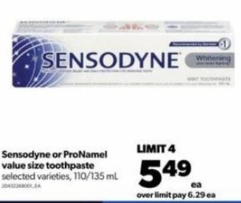 Real Canadian Superstore Sensodyne or ProNamel value size toothpaste 110/135ml offer