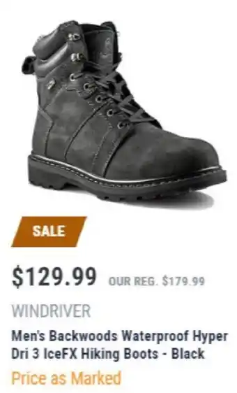 Mark's Windriver men's backwoods waterproof hyper dri 3 iceFX Hiking Boots- black offer