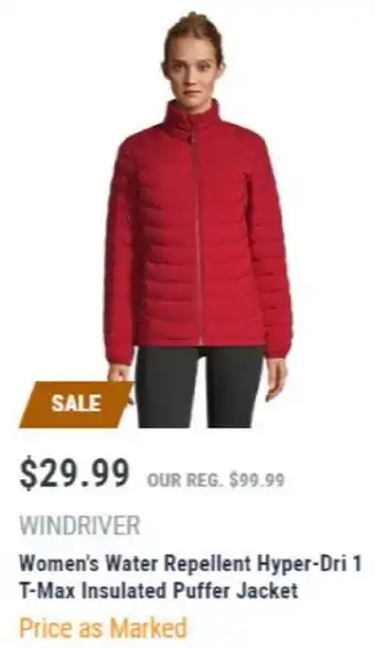 Mark's Windriver women's water repellent hyper-dri 1 t-max insulated puffer jacket offer