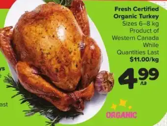Thrifty Foods Fresh Certified Organic Turkey 6-8kg offer