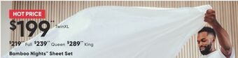 Sleep Country Bamboo nights sheet set offer